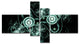 Blue on Black 3D Surreal Design, Abstract Canvas Art Print, 60"x32", 4 panels