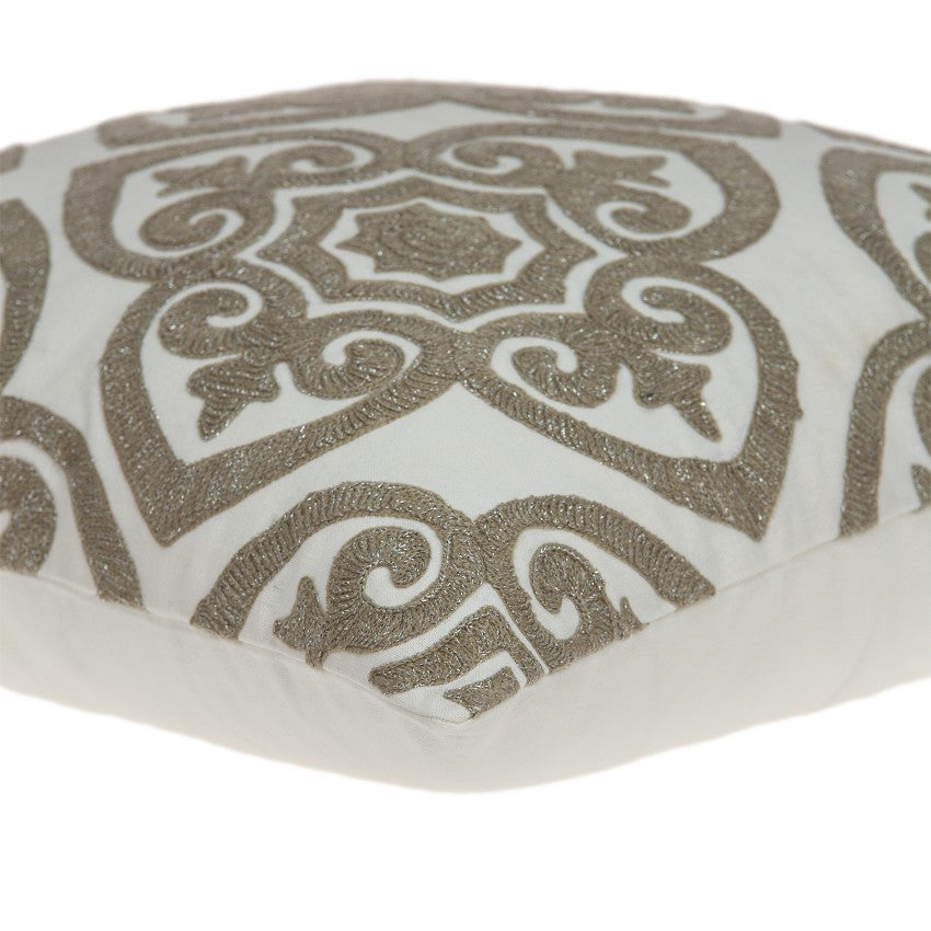HomeRoots 20" x 7" x 20" Bling Ivory Pillow Cover With Poly Insert