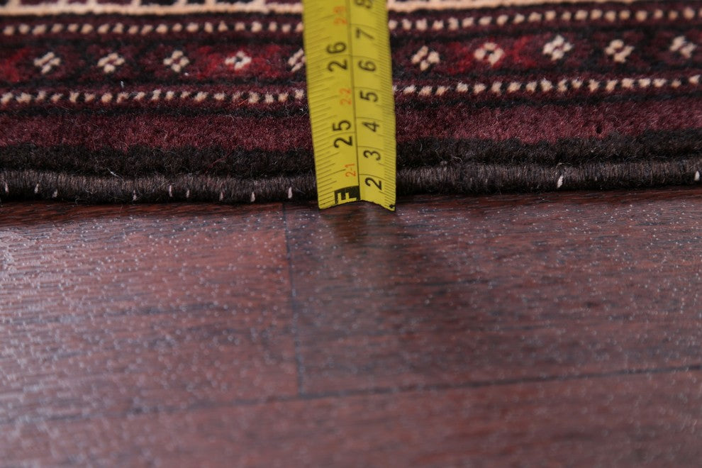 Balouch Traditional Geometric Persian Handmade Wool Oriental Area Rug, 3'8"X2'9"