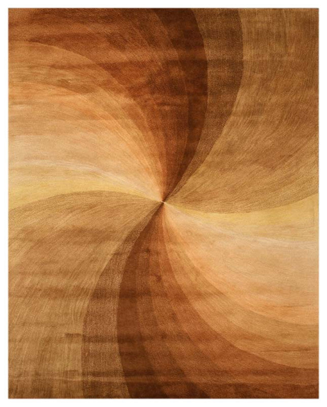 Hand-Tufted Wool Brown Contemporary Abstract Swirl Rug, 4' X 6'