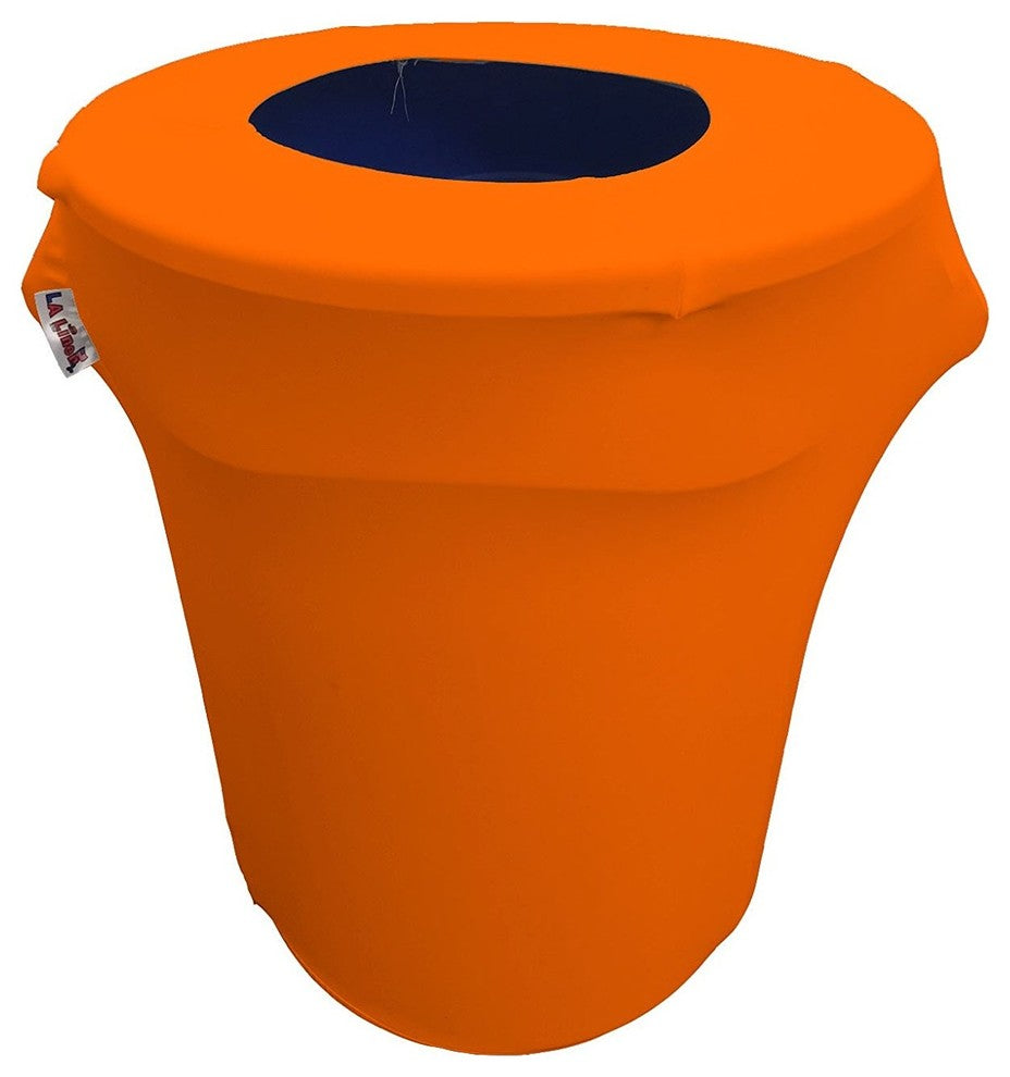 LA Linen Stretch Spandex Trash Can Cover, 32 gal. Round, Orange