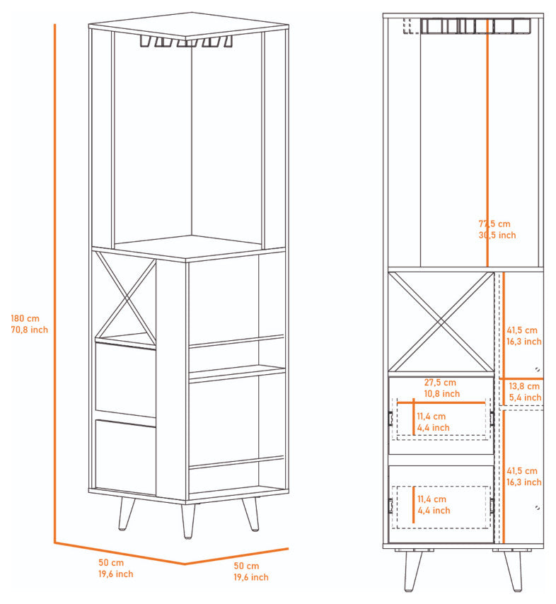 Corner Bar Cabinet Caguas, Living Room, Pine / Matt Gray