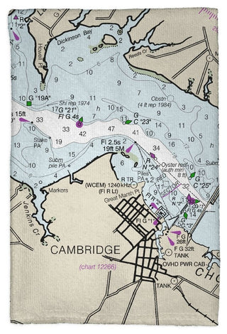 Cambridge, MD Nautical Map Kitchen Towel - Two Sets of Two (4 Total)