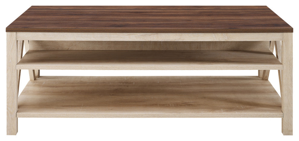 48" A Frame Farmhouse Coffee Table - Dark Walnut/White Oak