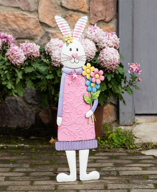 36" Metal Bunny Girl Yard Stake