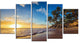 Paradise Tropical Island Beach Sunrise, Seashore Canvas Print, 60"x32", 5 Panels