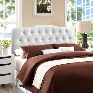 Modern Contemporary King Size Vinyl Headboard, White Faux Leather