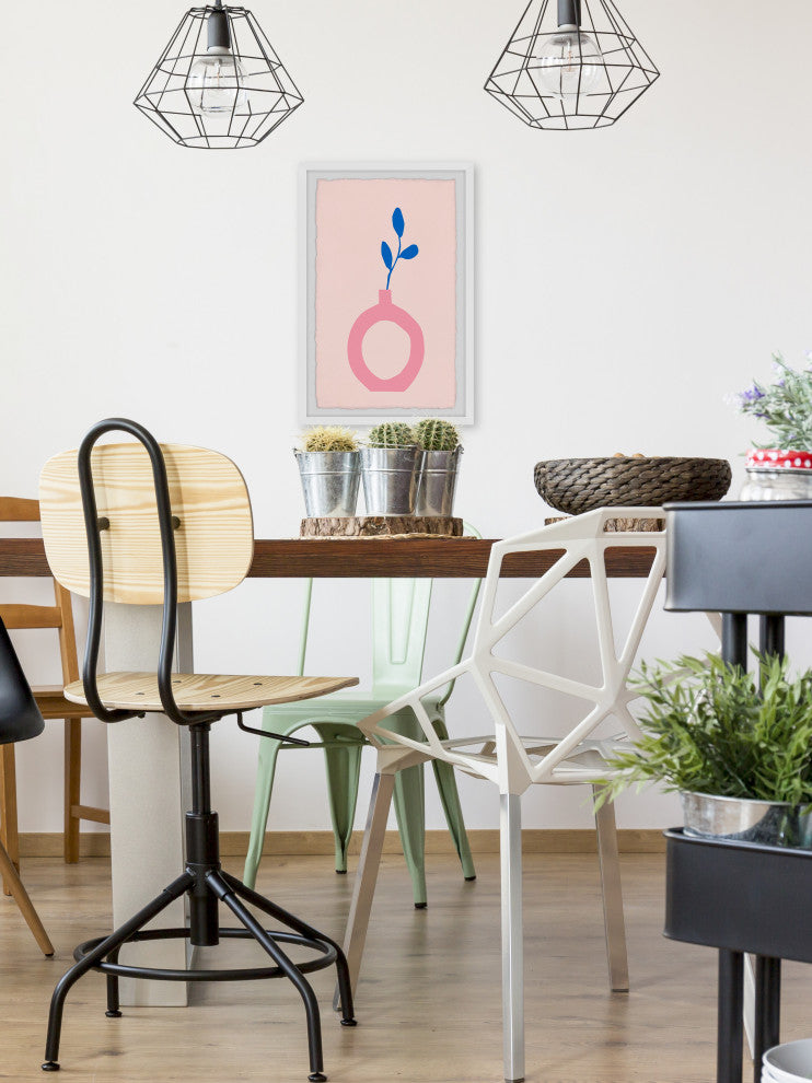 "Pink Cutout Vase" Framed Painting Print, 16x24