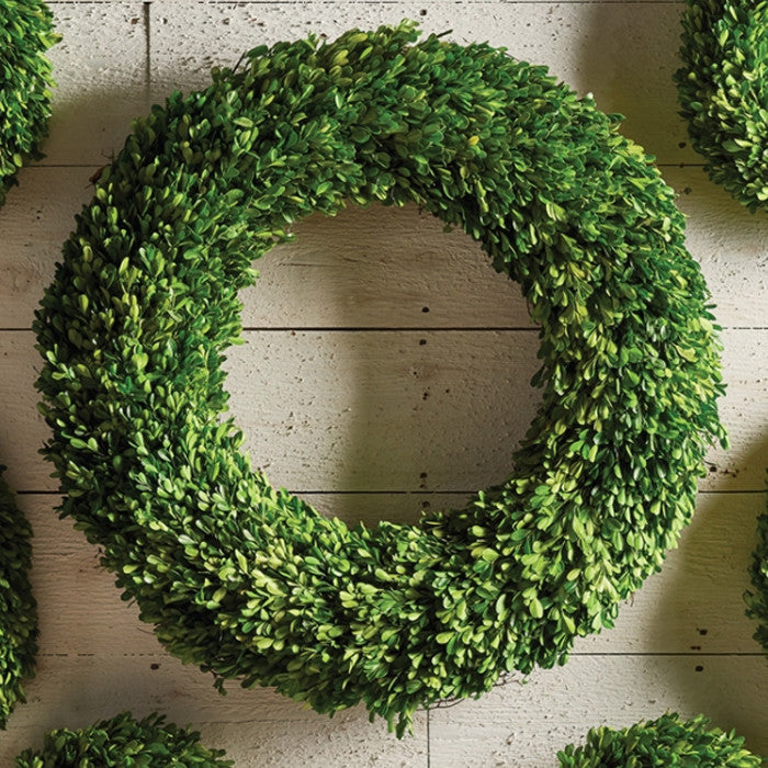 Round 30 in English Boxwood Wreath Topiary Greenery Natural Classic Hanging Door