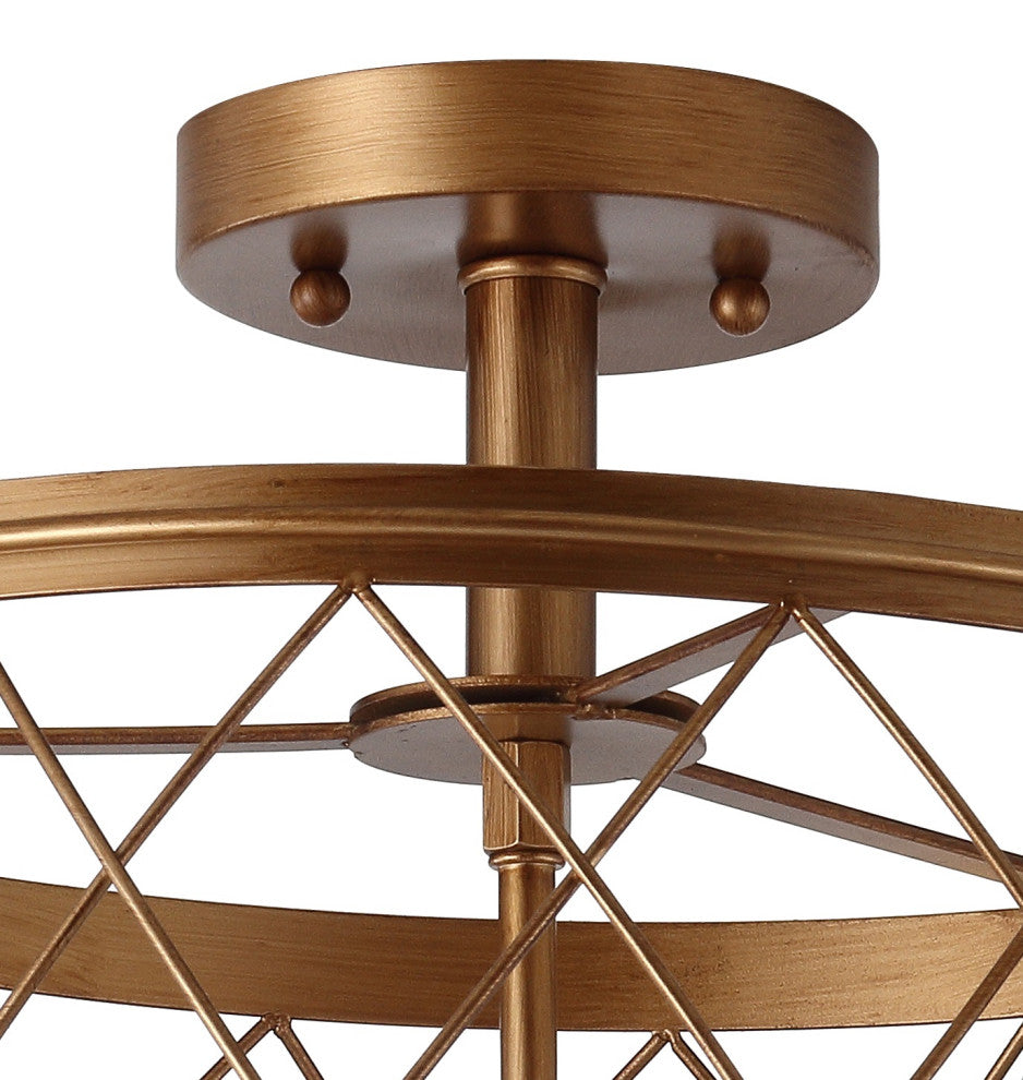 Eleanor 15" Metal LED Flush Mount Ceiling Light, Antiqued Gold