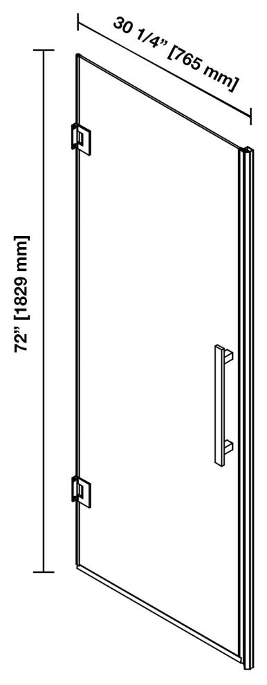 Panama 30 1/8-30 11/16"Wx72"H Alcove Hinge Shower Door Black