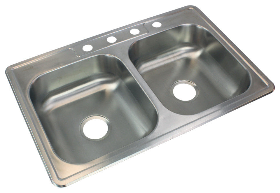 Transolid Select 33"x22 1/64"x6" Double Drop-in SS Kitchen Sink