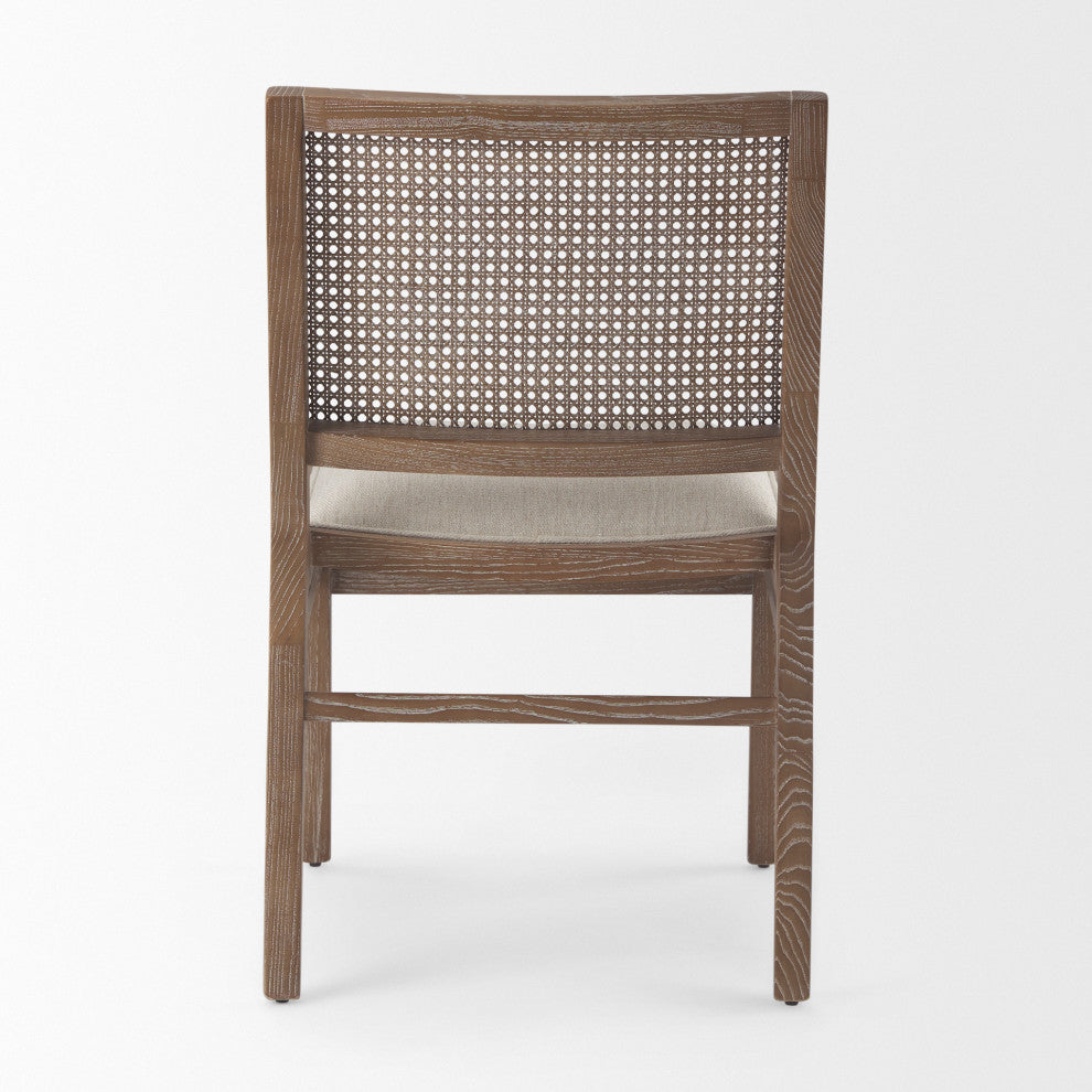 Wynn Cream Fabric With Cane And Light Brown Wood Frame Dining Chair (Set of 2)