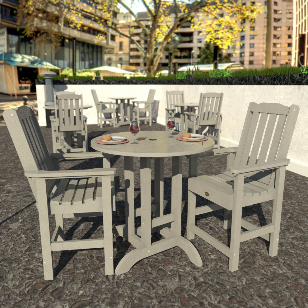 Springville 3-Piece Round Dining Set, Weathered Acorn, Harbor Gray