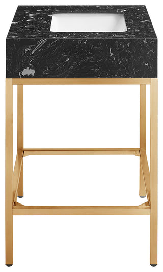 Marmo Bathroom Vanity, Black, 24" Wide, Brushed Brass Finish