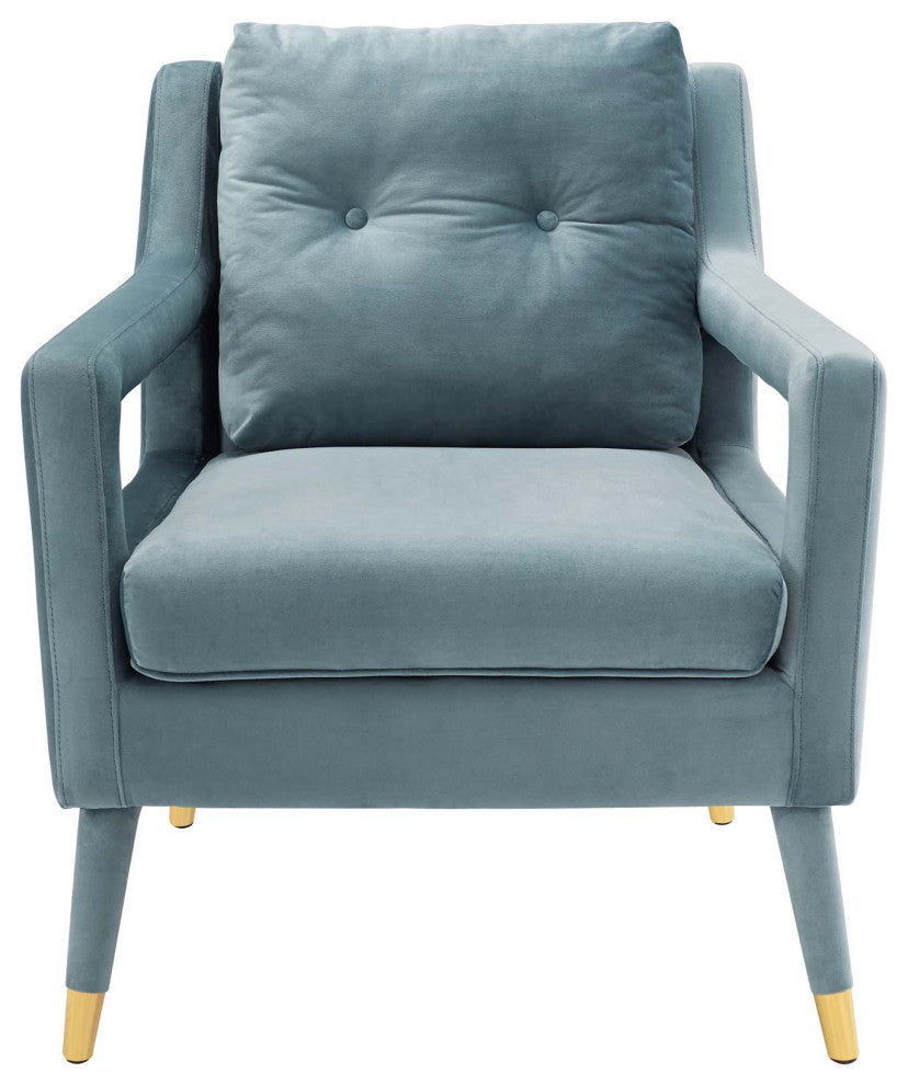 Armchair Accent Chair, Set of 2, Velvet, Blue, Modern, Living Lounge Hospitality