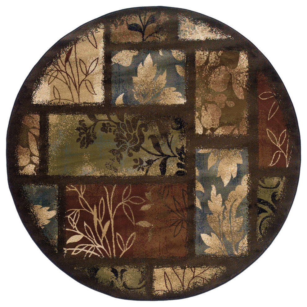 Hudson 1699G Brown/Blue 7'8" Round Rug