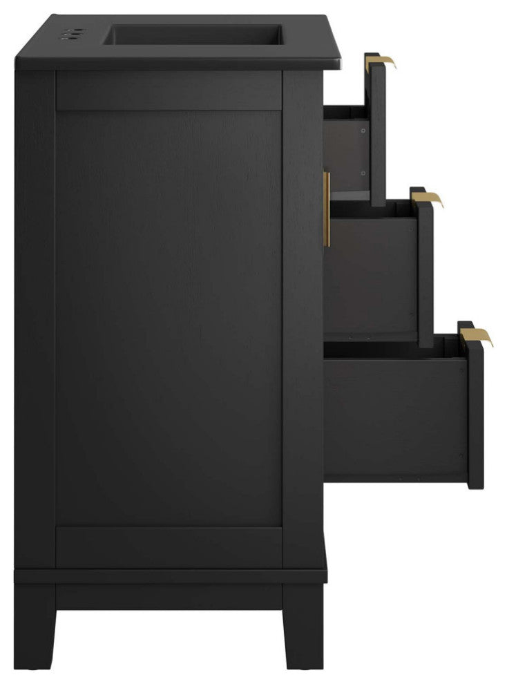 Dixie 36" Solid Wood Bathroom Vanity Cabinet, Black Black