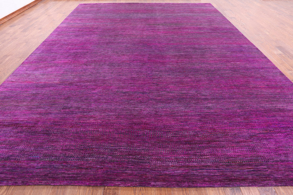 12' 2" X 15' 2" Wool and Silk Super Savannah Gabbeh Handmade Rug Q8612
