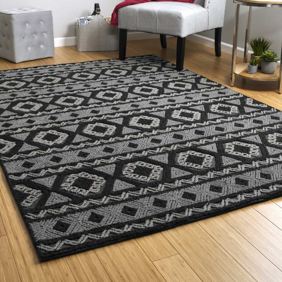 Kaleen Ayrlies Garden Collection AGC01 8''x10'' Charcoal Rug