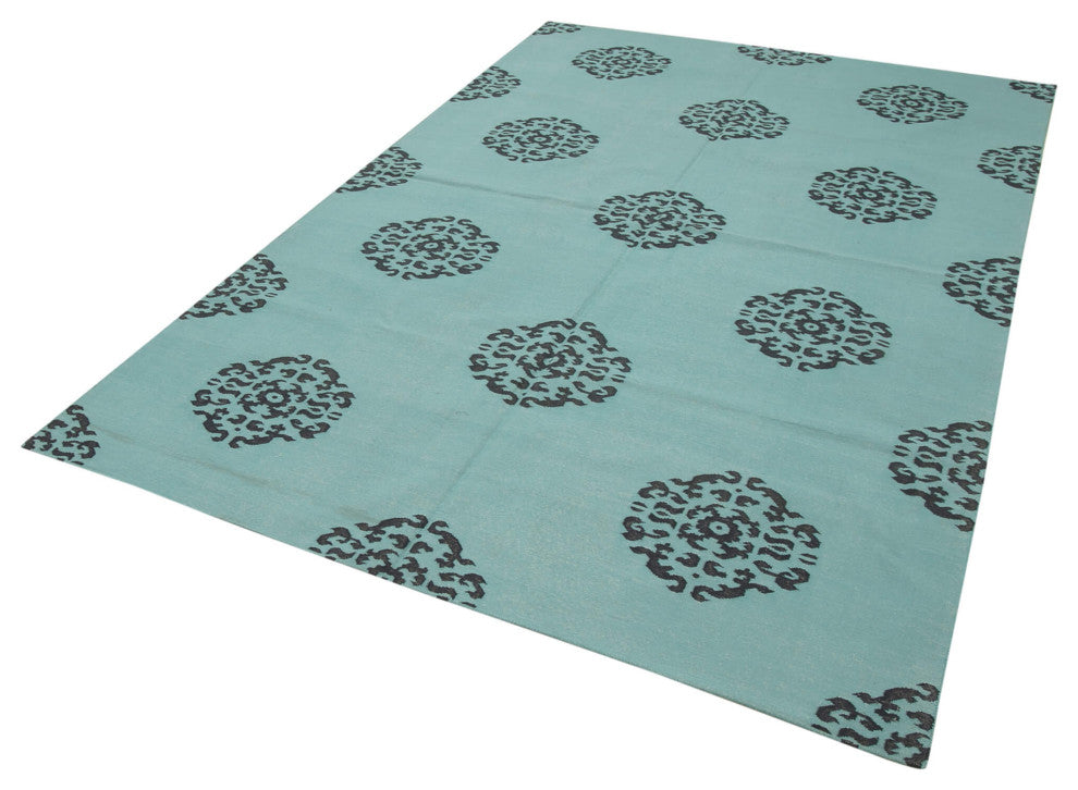 Rug N Carpet - Handmade Wool 5' 10'' x 8' 9'' Modern Design Dhurrie Kilim Rug