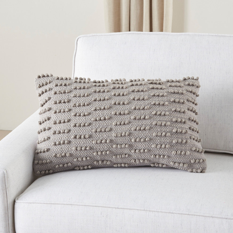 Mina Victory GC380 Throw Pillow, Light Grey, 12"X20"
