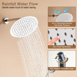 12" Luxury Shower System Set with Handheld Spray & 6 Body Jets, Chrome