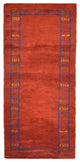 HAND KNOTTED LOOM SILK ECO-FRIENDLY AREA RUG -2'6''x12',Runner,Rust,Contemporary