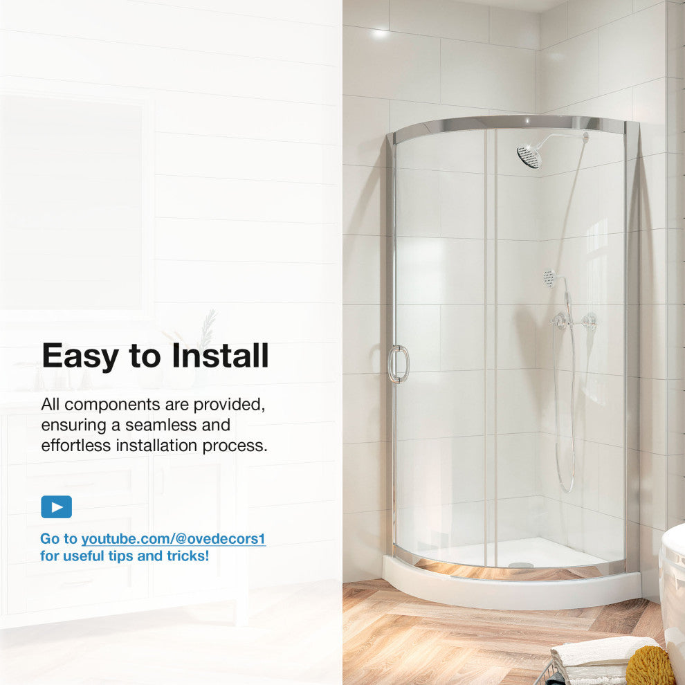 Breeze Corner Sliding Door Shower Kit, Clear Panels and Base, Chrome, 36"