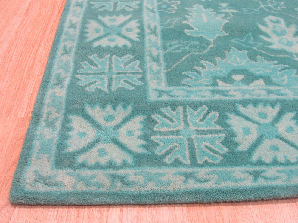 Green Traditional Oriental Overdyed Area Rug