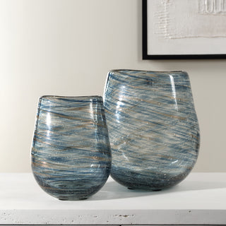 Uttermost Aurora Swirl Glass Vases, Set of 2