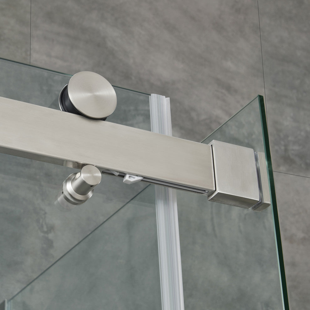 Bel Soft-Close Satin Nickel 48" Frameless Sliding Soft Close Shower Door