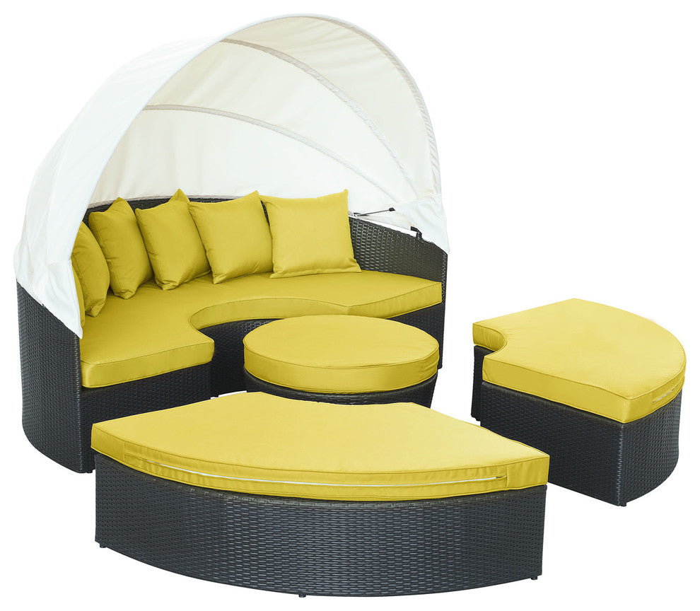 Quest Canopy Outdoor Patio Daybed, Espresso Peridot