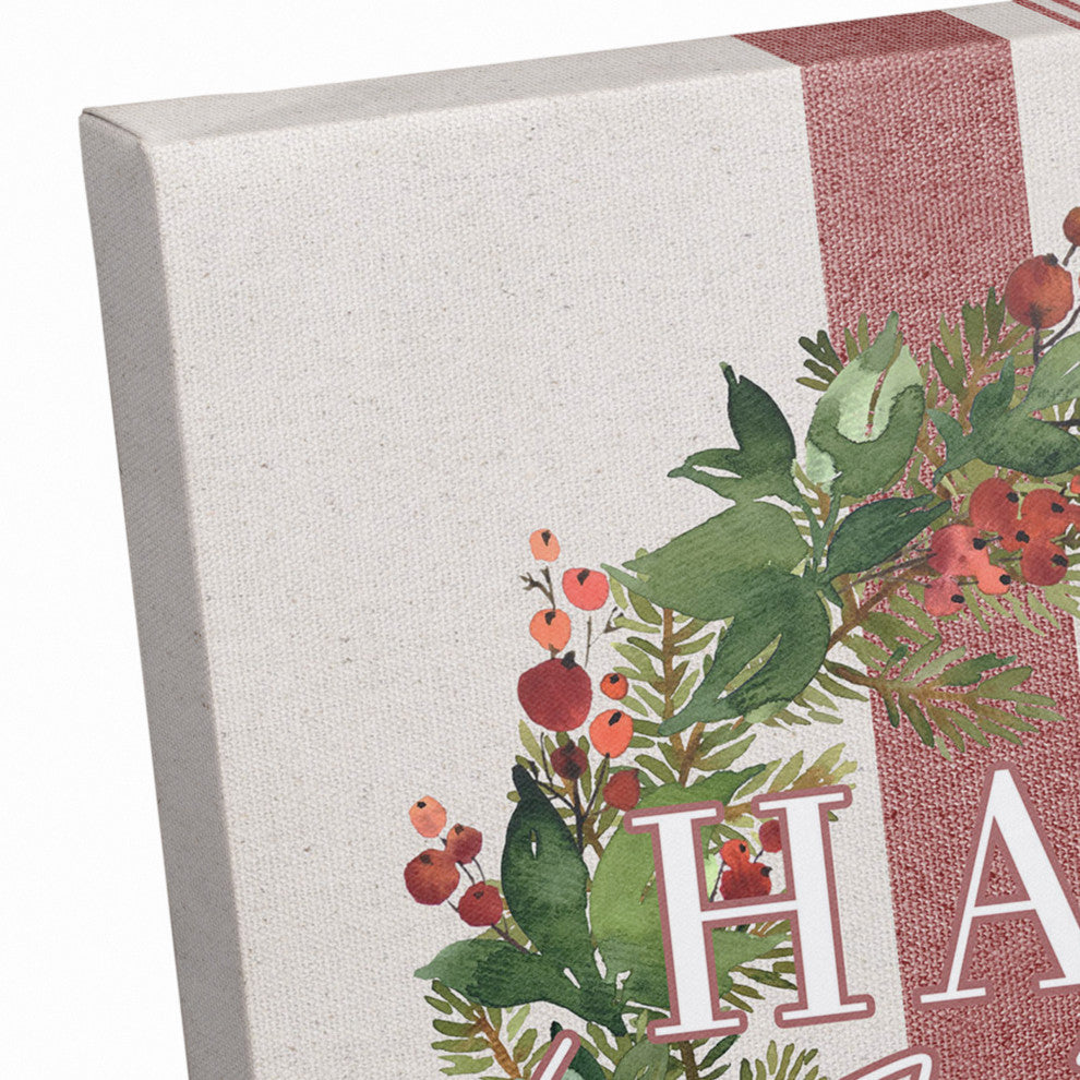Happy Holidays Wreath 12x12 Canvas Wall Art