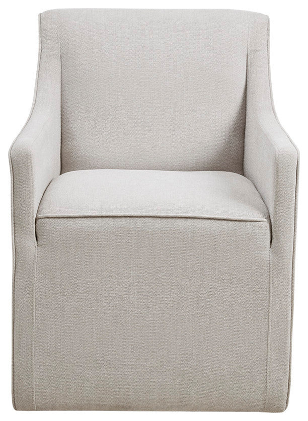 Madison Park Charlotte Skirted Dining Arm Chair with Casters, Gray