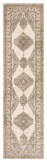 Adeline Muted Medallion Beige and Ivory Area Rug, 2'3"x8'