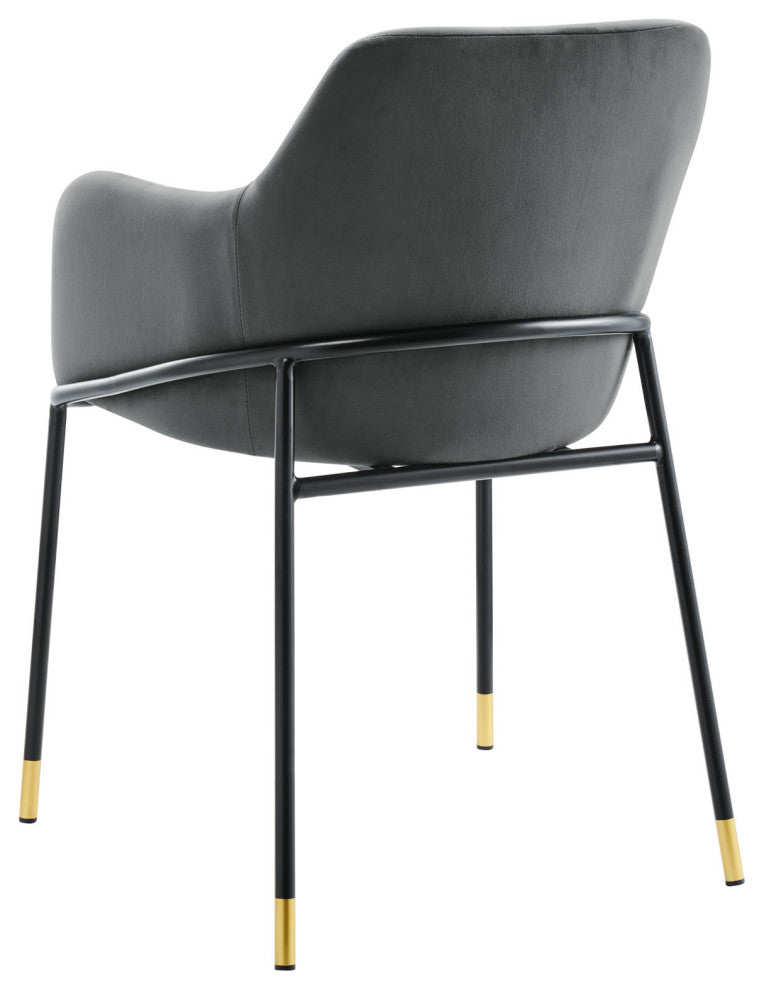 Dining Chair, Set of 2, Black Gray, Velvet, Modern Cafe Bistro Hospitality