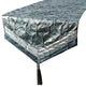 Table Runner Blue Jacquard Silk, Beaded, Foil Tassels - Hexagonal Foil
