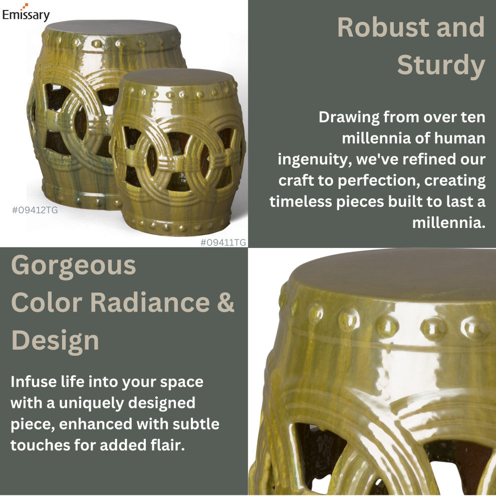 Eternity Tea Green Round Ceramic 21" Garden Stool