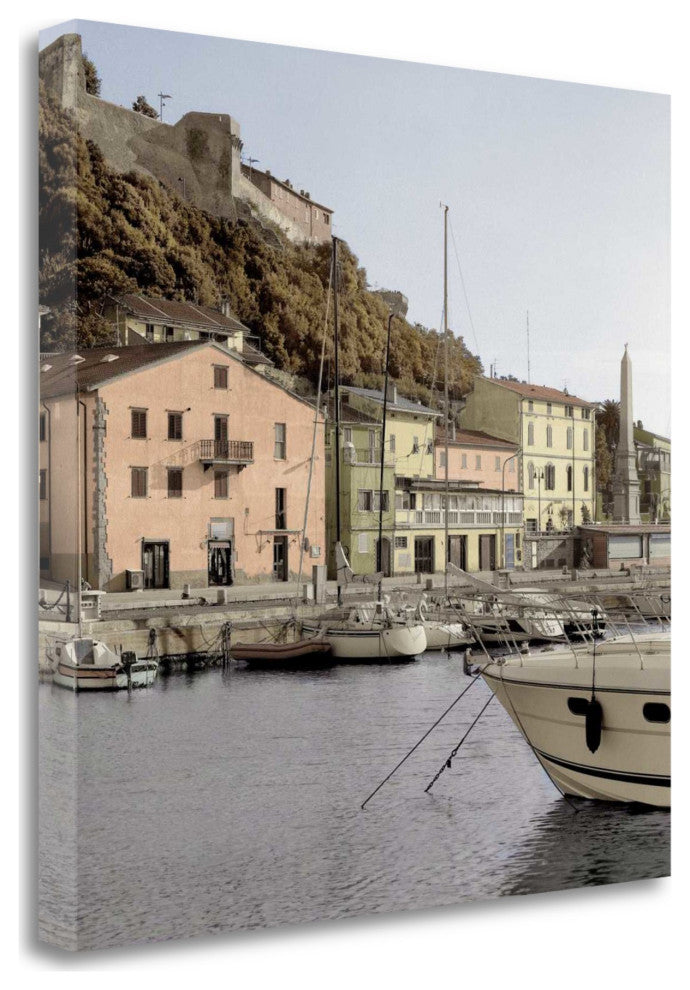 20" Picturesque Tuscan Harbour Giclee Wrap Canvas Wall Art