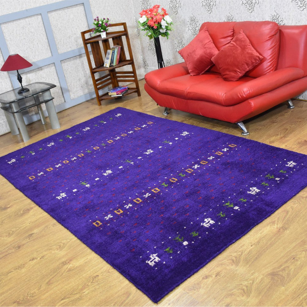 HAND KNOTTED LOOM SILK ECO-FRIENDLY RUGS-8'x10',Rectangle,Purple,Contemporary