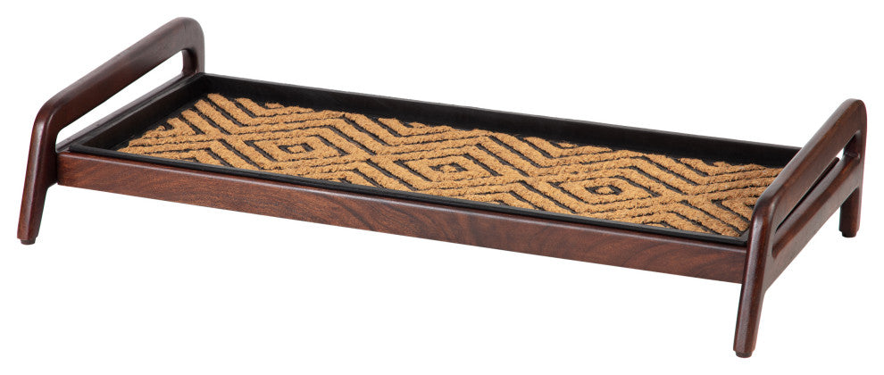 Single-Tier Brown Stand With 3-Pair Rubber Boot Tray Galapagos