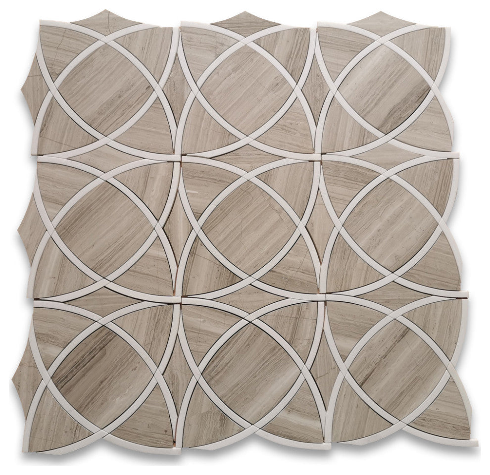 Athens Silver Cream Marble Celtic Waterjet Mosaic Tile Thassos White, 1 sheet