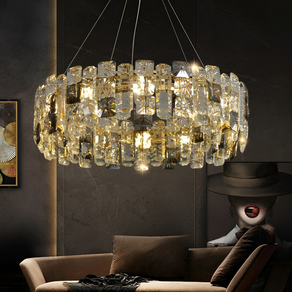 Zambrone | Luxury Round Crystal Chandelier for Living Room, 8bulbs