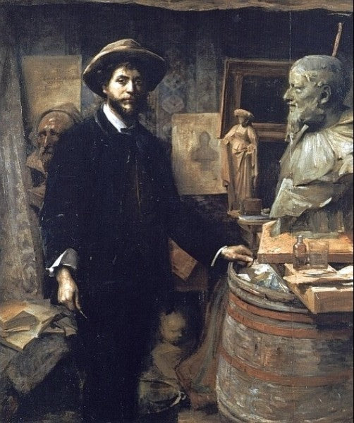 Louise Breslau The Sculptor Jean Carries in his Atelier Gallery Wrapped Canvas
