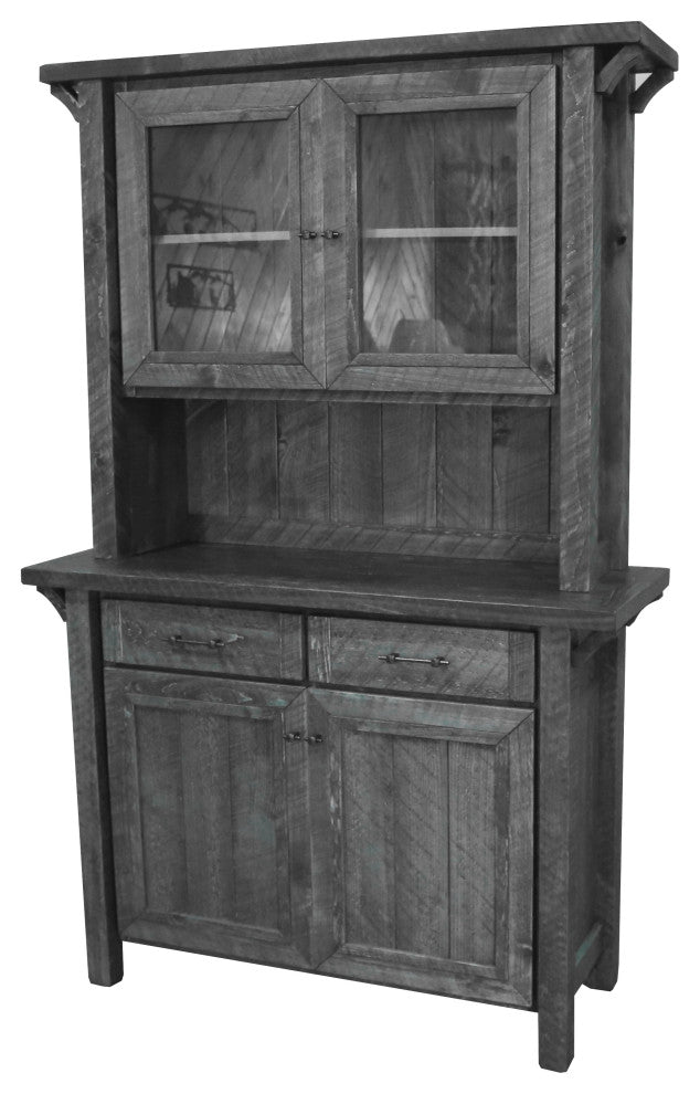 Barnwood Style Timber Peg Buffet Hutch, Smokey Gray
