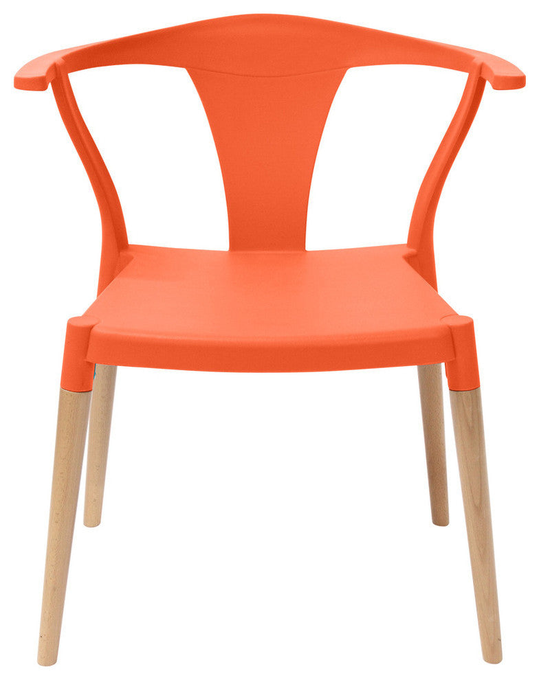 Icon Series Modern Dining Arm Chairs With Beech Wood Leg, Set of 2, Orange
