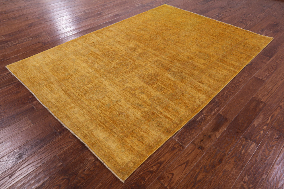 6' 2" X 9' 2" Full Pile Overdyed Hand-Knotted Wool Rug - PR2438