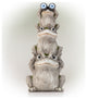 Alpine Solar Three Stack Frogs Statue with LED Light, 24"