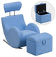 Hercules Series Light Fabric Rocking Chair With Storage Ottoman, Blue